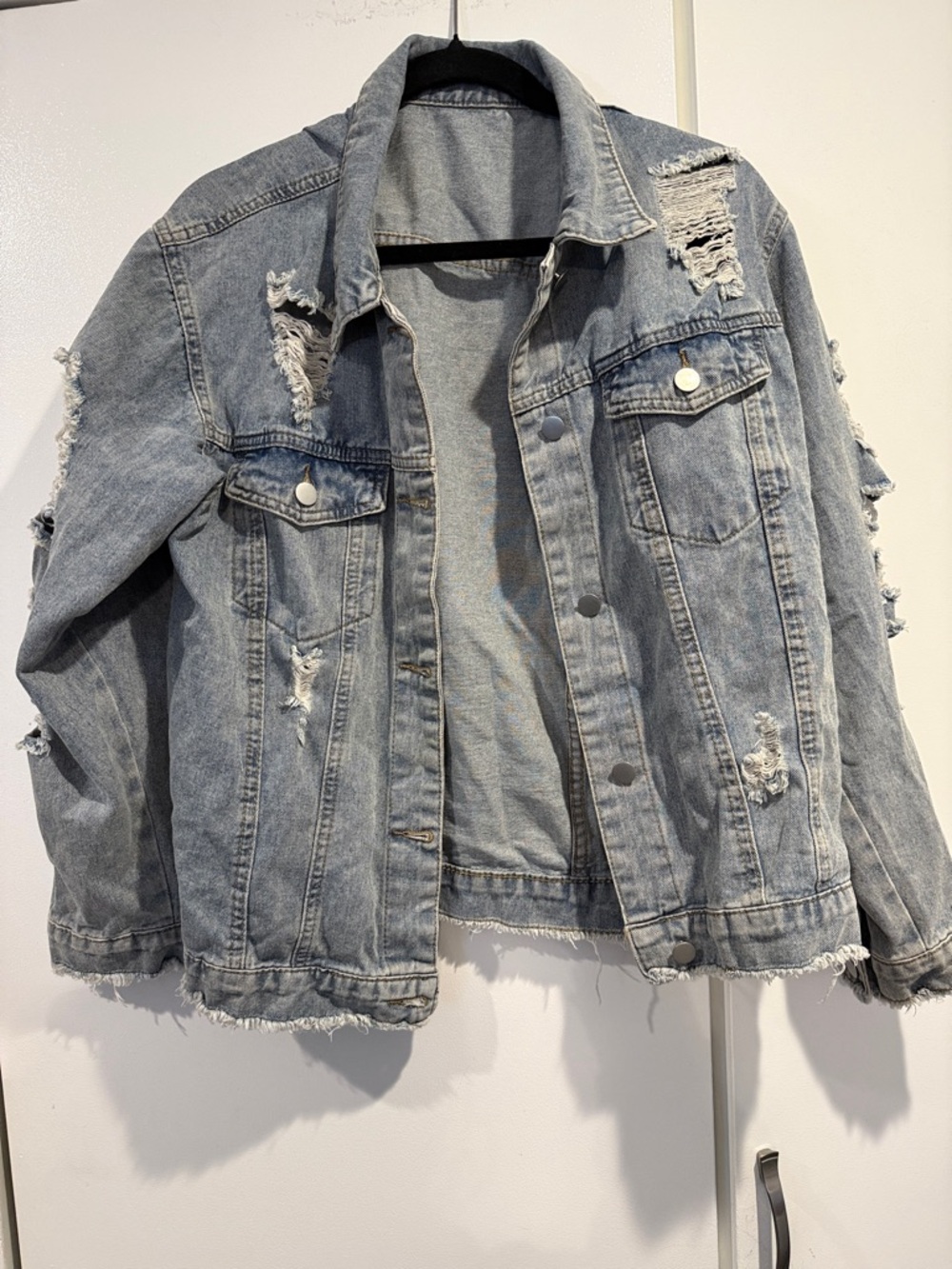 Light Blue Distressed Denim Jacket